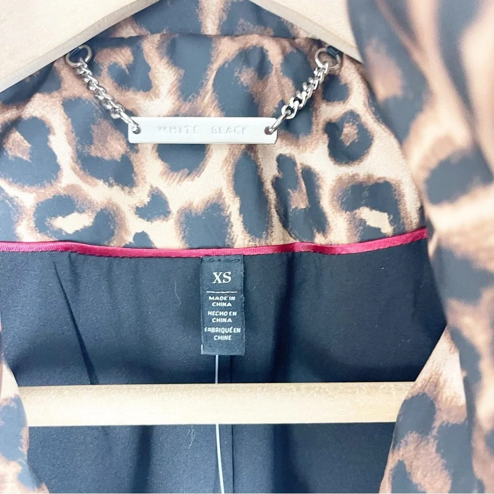 White House Black Market Leopard Printed Puffer with Belt Size Extra Small NWT